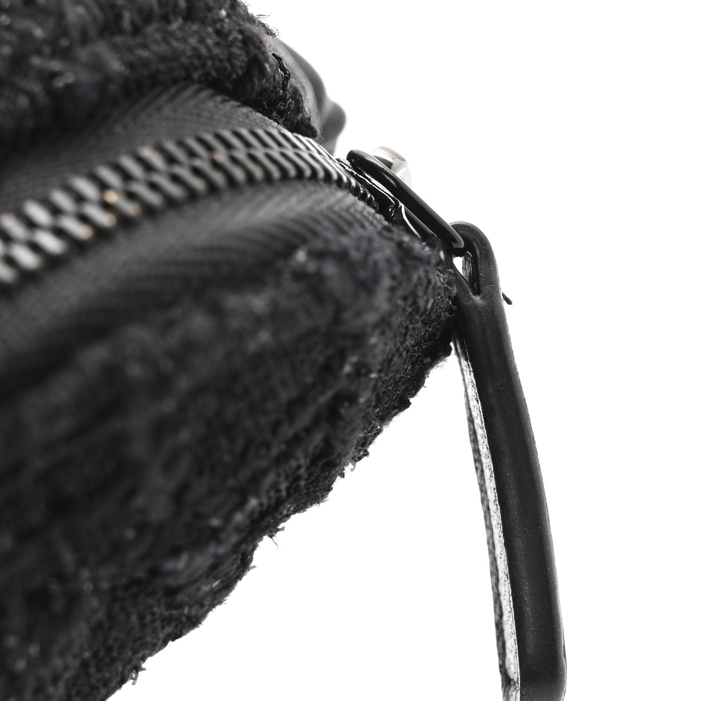 Tweed Lambskin Quilted Arm Coin Purse Black
