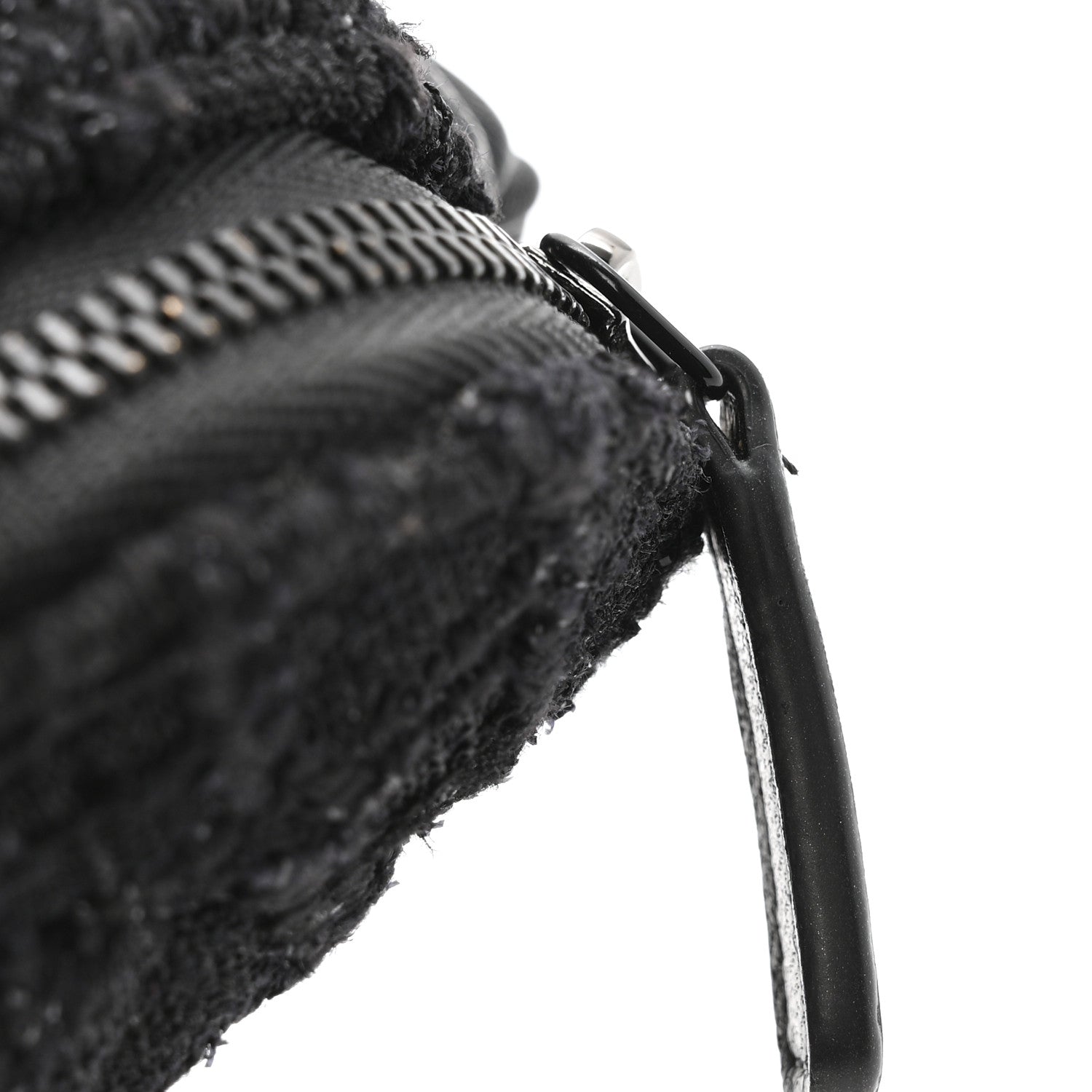 Chanel Tweed Lambskin Quilted Arm Coin Purse Black 10 of 10