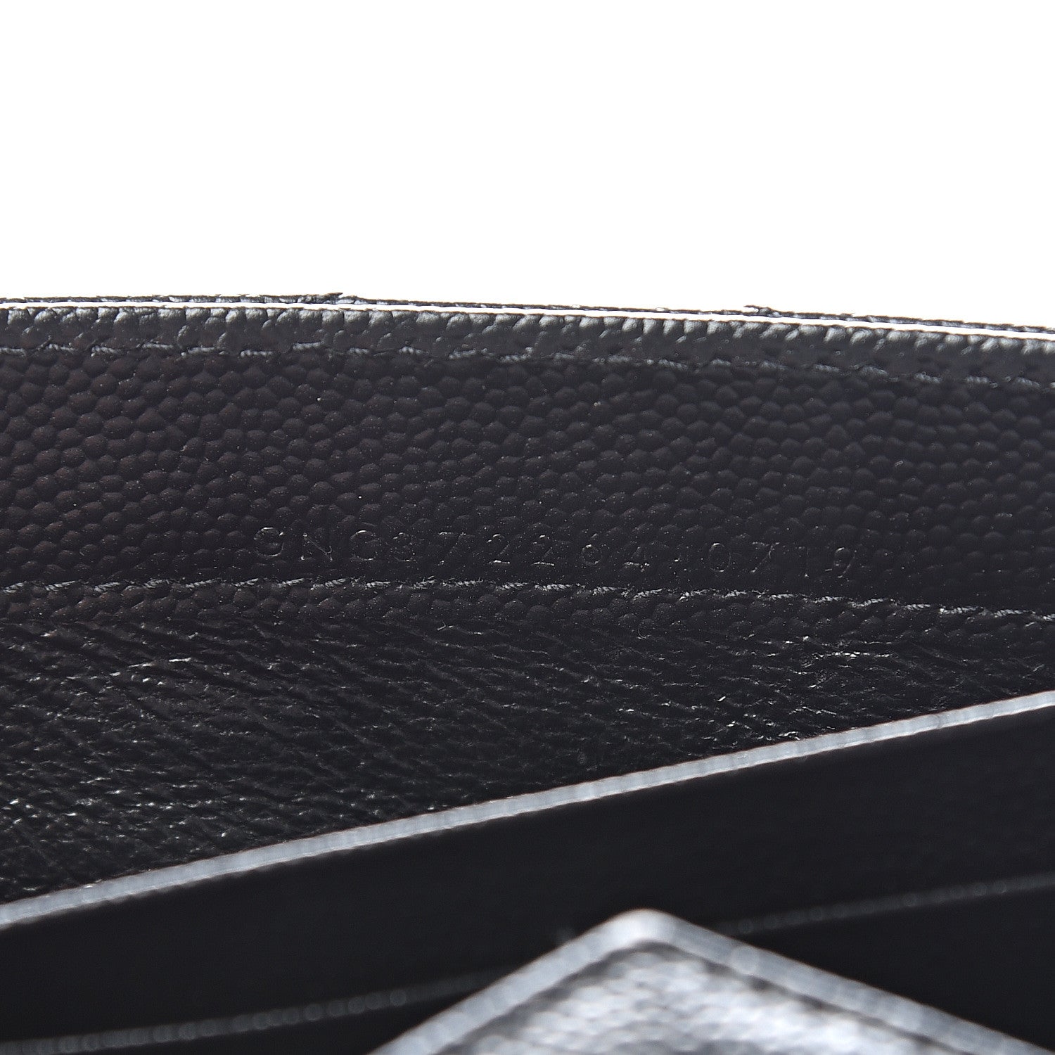 Saint Laurent Grain De Poudre Matelasse Chevron Monogram Flap Wallet Black 6 of 7
