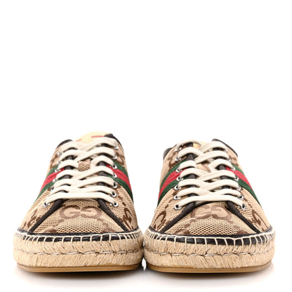 Gucci Monogram Macro GG Web Mens Espadrille Sneakers 8 Camel Ebony Cocoa 3 of 13