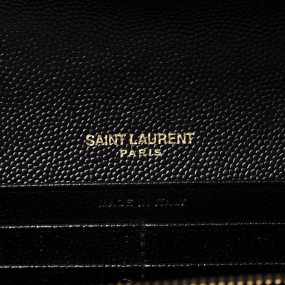 Saint Laurent Grain De Poudre Matelasse Chevron Monogram Flap Wallet Black 6 of 12