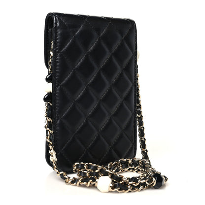 Chanel Lambskin Quilted Candy CC Phone Holder With Chain Black 3 of 12