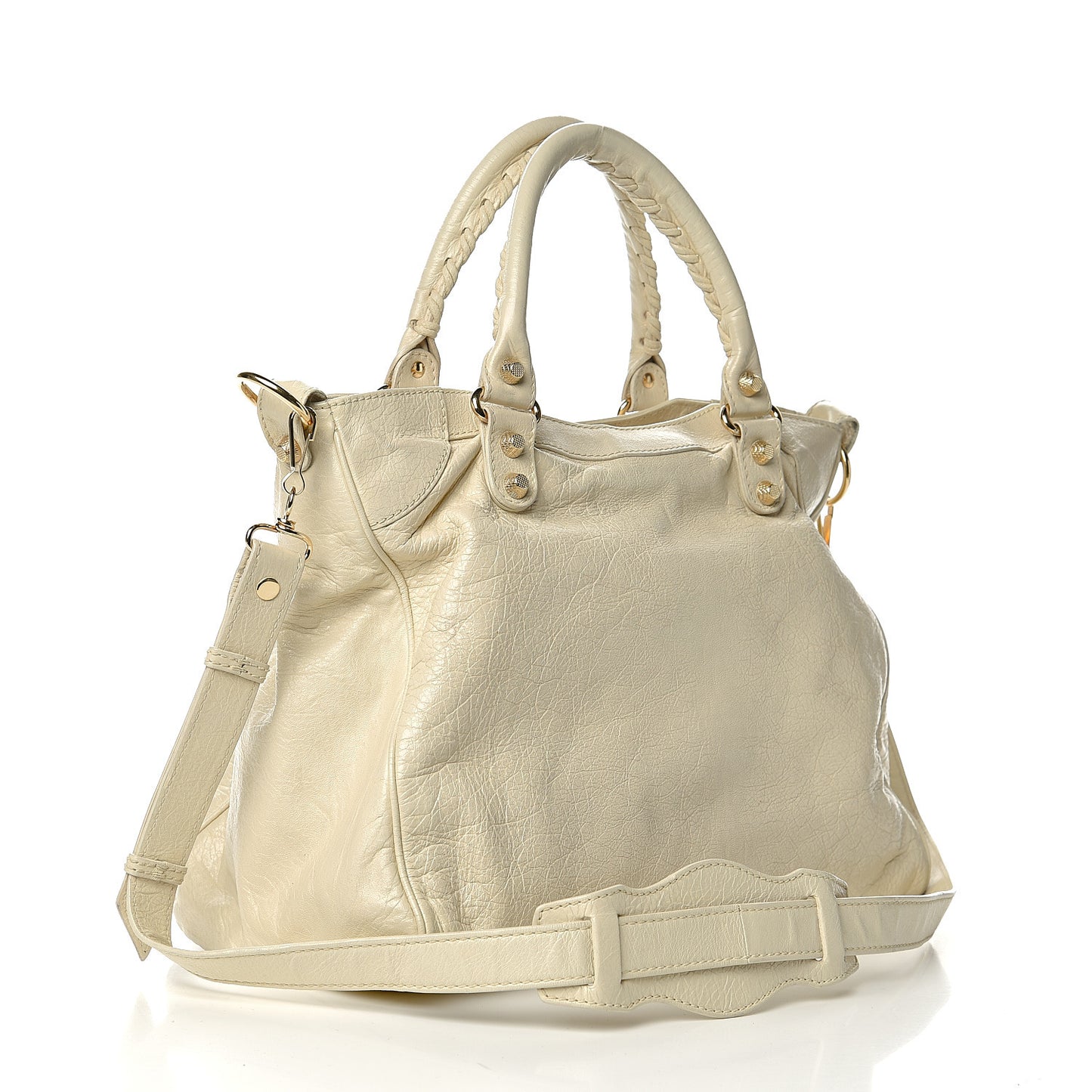 Agneau Giant 12 Gold Hardware Velo Blanc Creme Light Craie