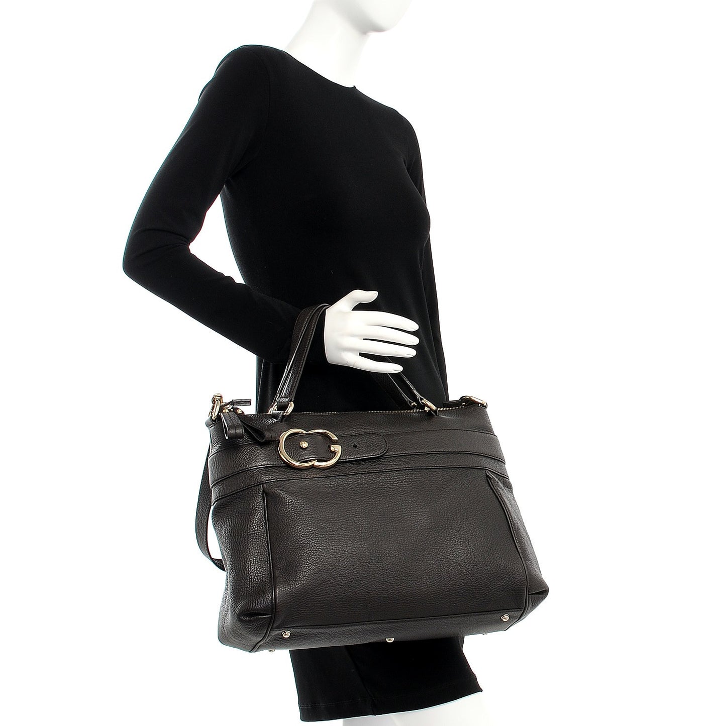 Pebbled Calfskin Broadway Tote Dark Brown