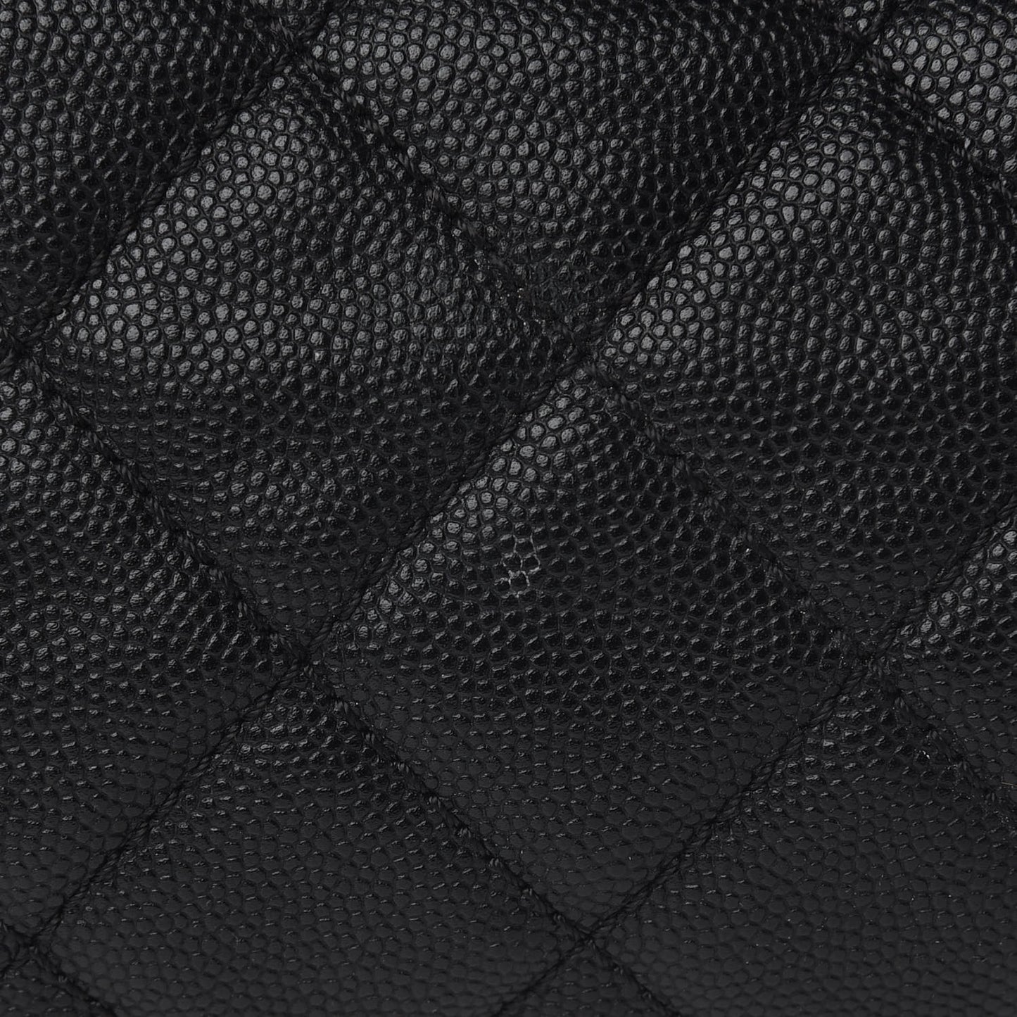 Caviar Quilted Large Coco Handle Shopping Tote Black