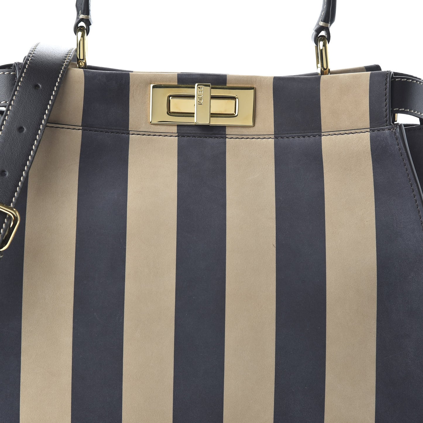 Vitello Nabuk Seta Pequin Medium Peekaboo Iconic Satchel Tobacco Moro Ebano