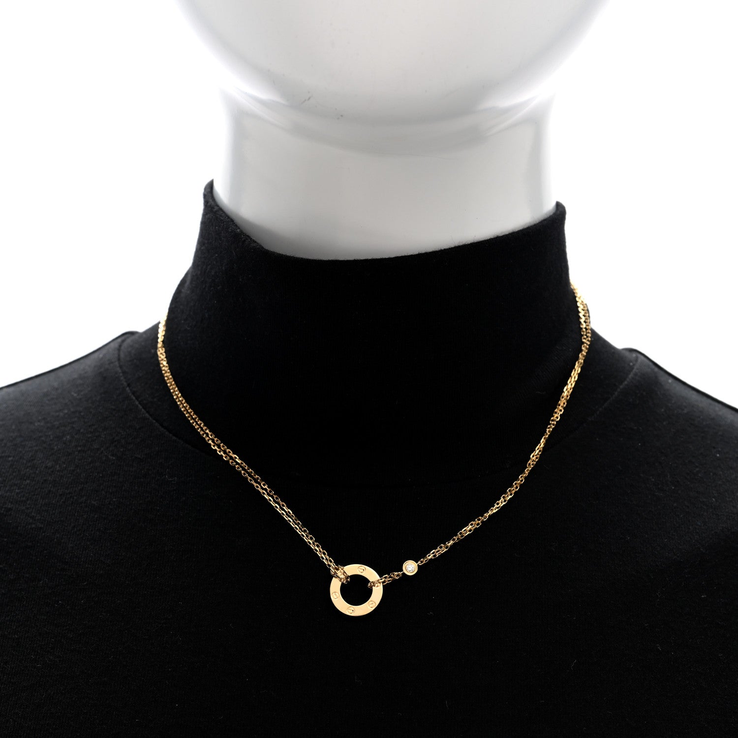 Cartier 18K Yellow Gold 2 Diamond LOVE Necklace 2 of 4