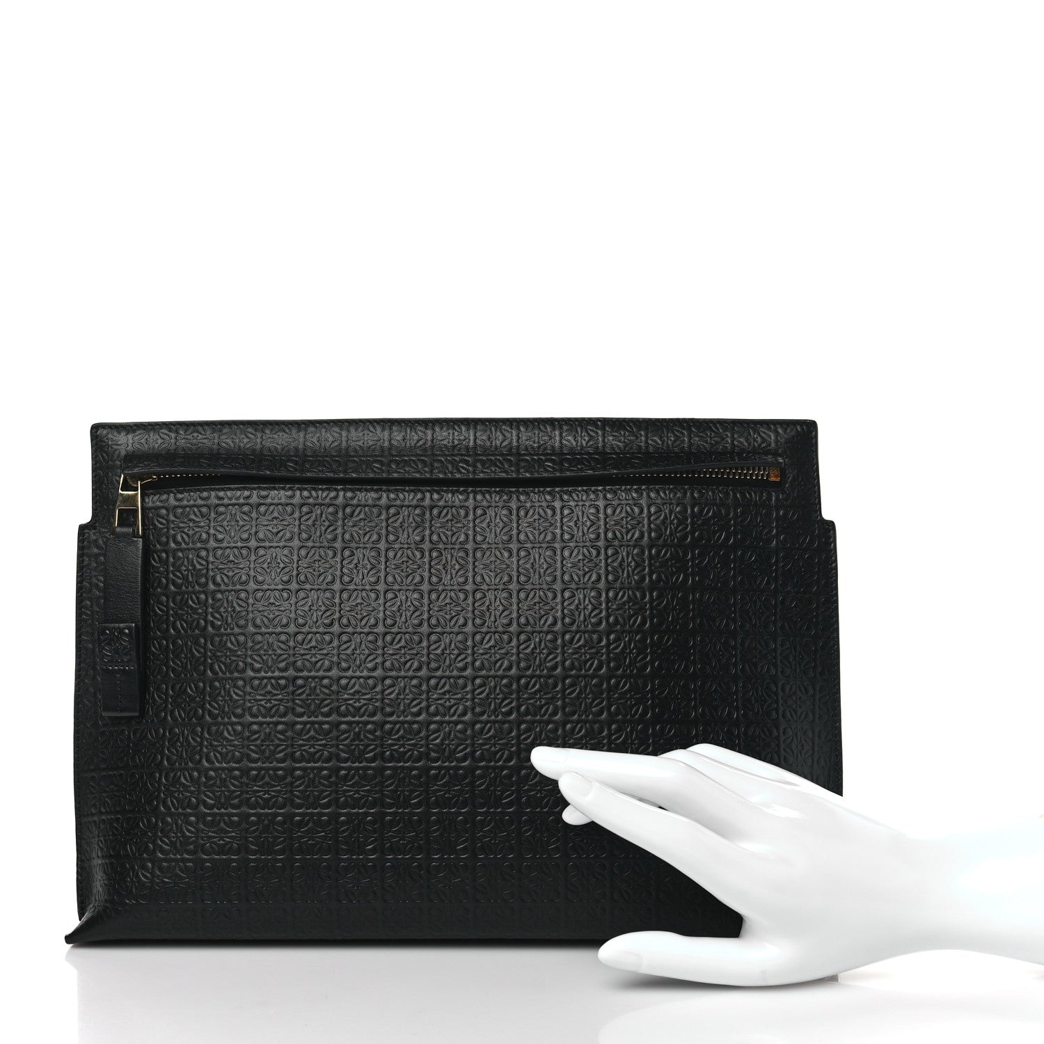 Loewe Calfskin Embossed Repeat T Pouch Black 2 of 10