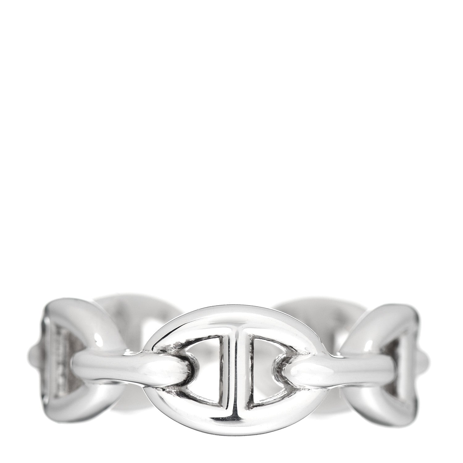Hermes Sterling Silver PM Chaine d'Ancre Enchainee Band Ring 53 6.5 1 of 5