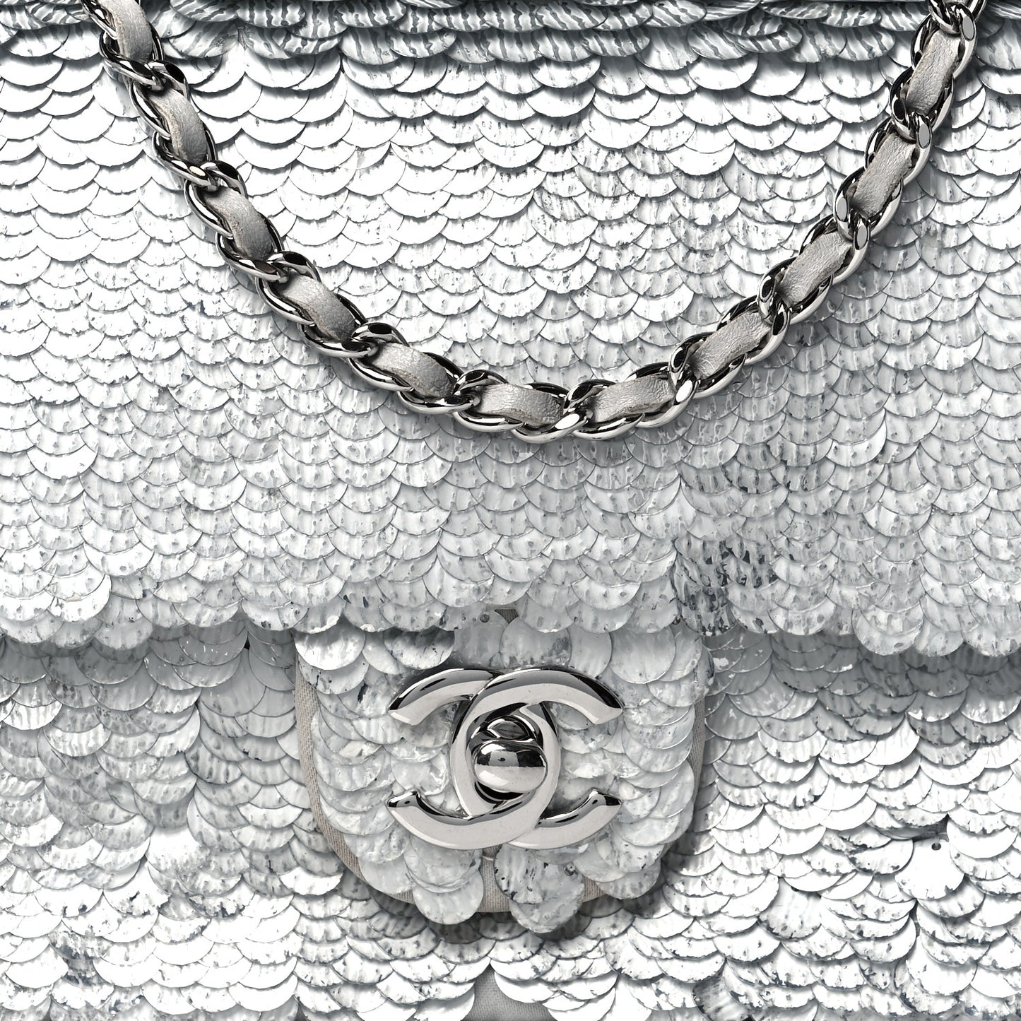 Sequin Mini Rectangular Flap Silver