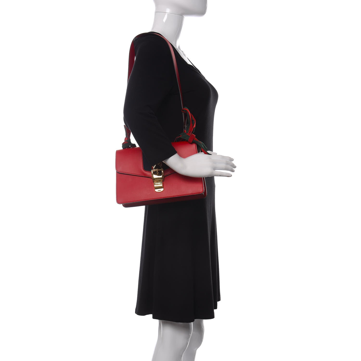 Gucci Calfskin Small Sylvie Shoulder Bag Hibiscus Red 2 of 11