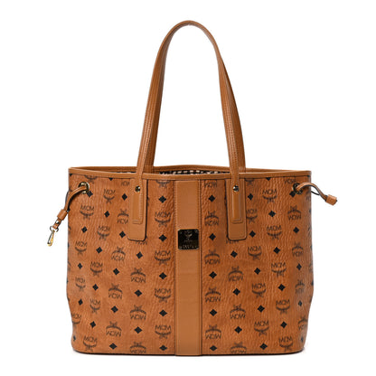MCM Visetos Medium Liz Reversible Shopper Tote Cognac 2 of 6