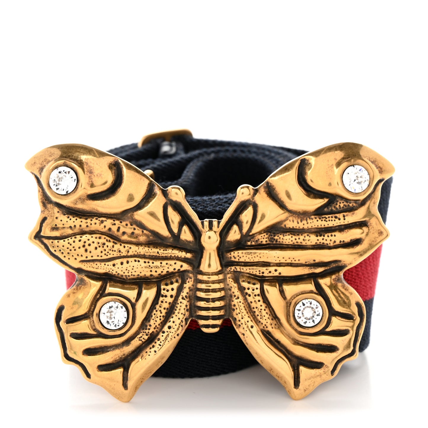 Nylon Web Embellished Butterfly Belt 90 36 Red Green