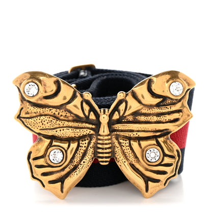 Gucci Nylon Web Embellished Butterfly Belt 90 36 Red Green 1 of 4