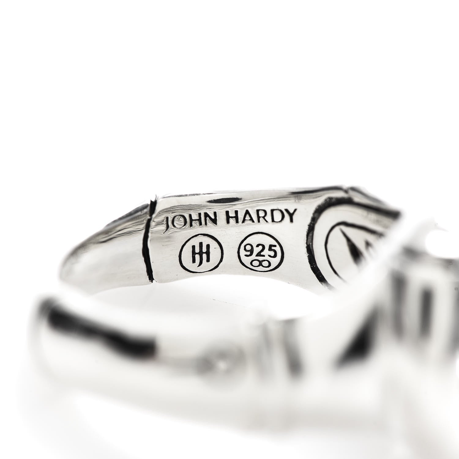 John Hardy Sterling Silver White Topaz Bamboo Ring 54 7 5 of 6