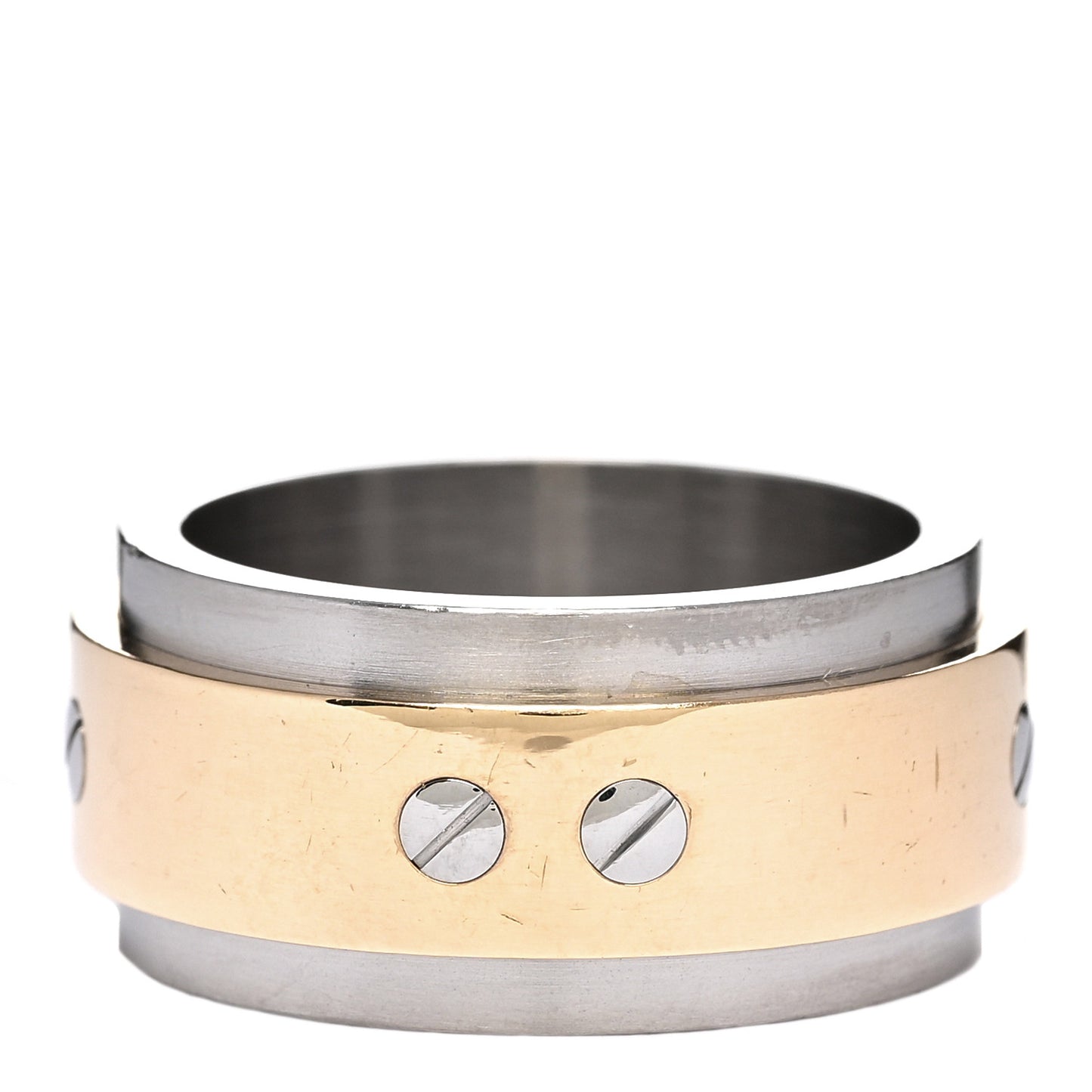 18K Yellow Gold Stainless Steel 12mm Santos Ring 63 10.5
