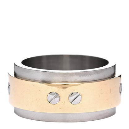 Cartier 18K Yellow Gold Stainless Steel 12mm Santos Ring 63 10.5 3 of 5