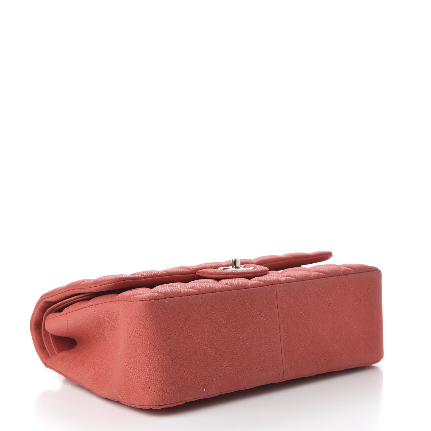 Iridescent Caviar Quilted Jumbo Double Flap Coral