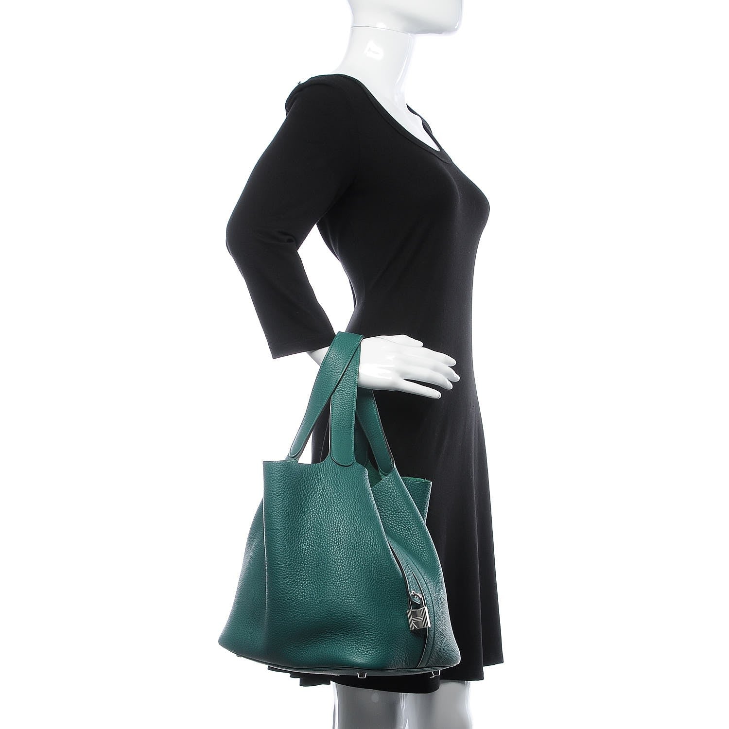 Hermes Taurillon Clemence Picotin Lock 26 GM Malachite 2 of 11
