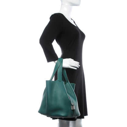 Hermes Taurillon Clemence Picotin Lock 26 GM Malachite 2 of 11
