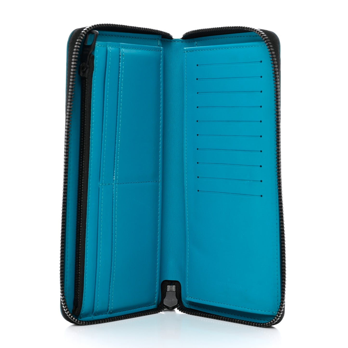 Taurillon Monogram Zippy Vertical Wallet Turquoise