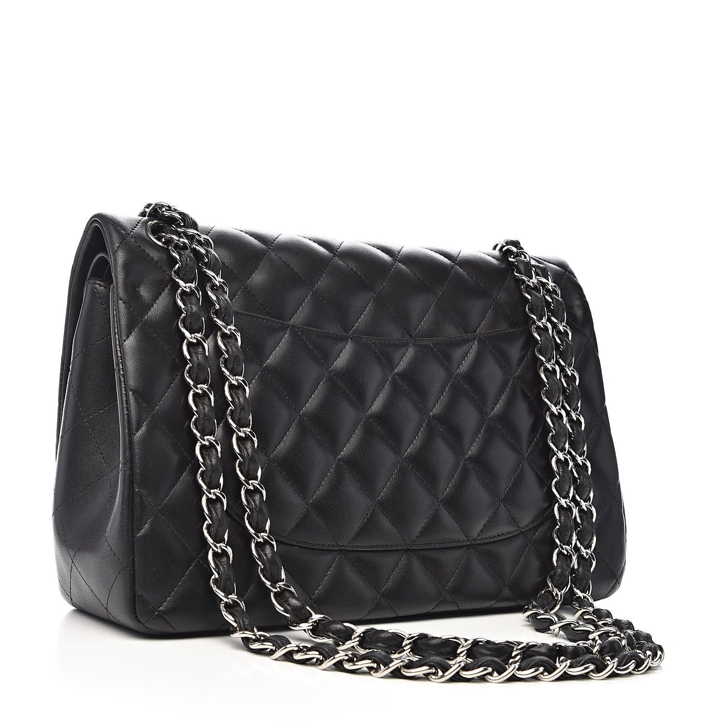 Lambskin Quilted Jumbo Double Flap Black