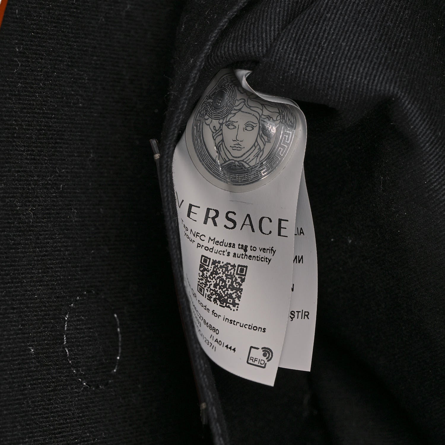 Versace Coated Canvas Calfskin La Greca Signature Shoulder Bag Black Caramel 7 of 12