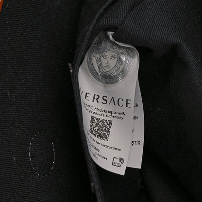 Versace Coated Canvas Calfskin La Greca Signature Shoulder Bag Black Caramel 7 of 12