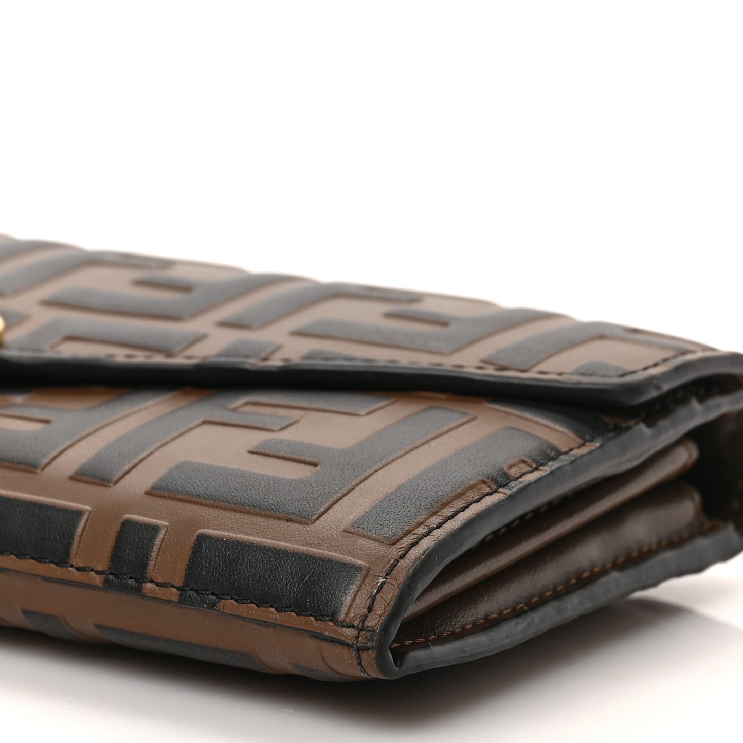 Vitello Soft F is Fendi Bi-Color FF 1974 Embossed Continental Envelope Wallet On Chain Maya Black