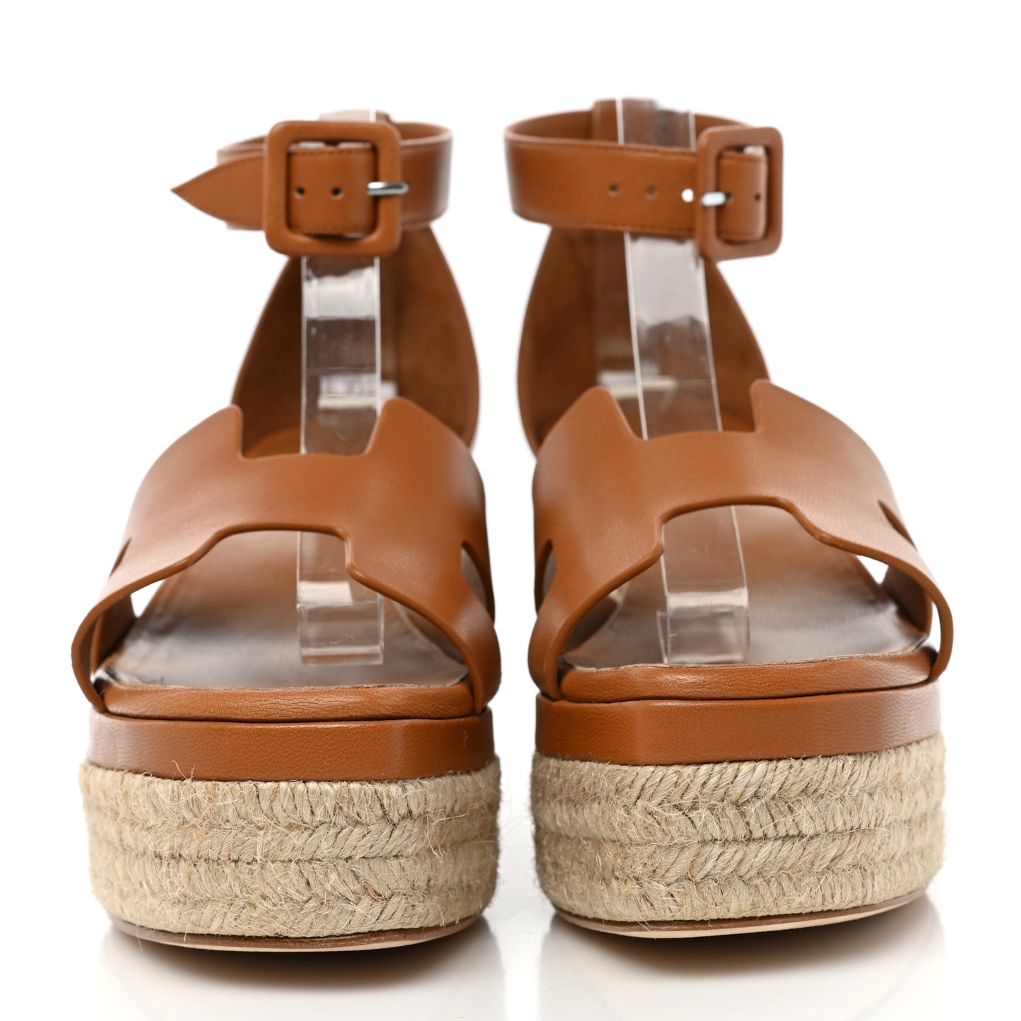 Goatskin Elda Espadrille Wedge Sandals 37 Natural