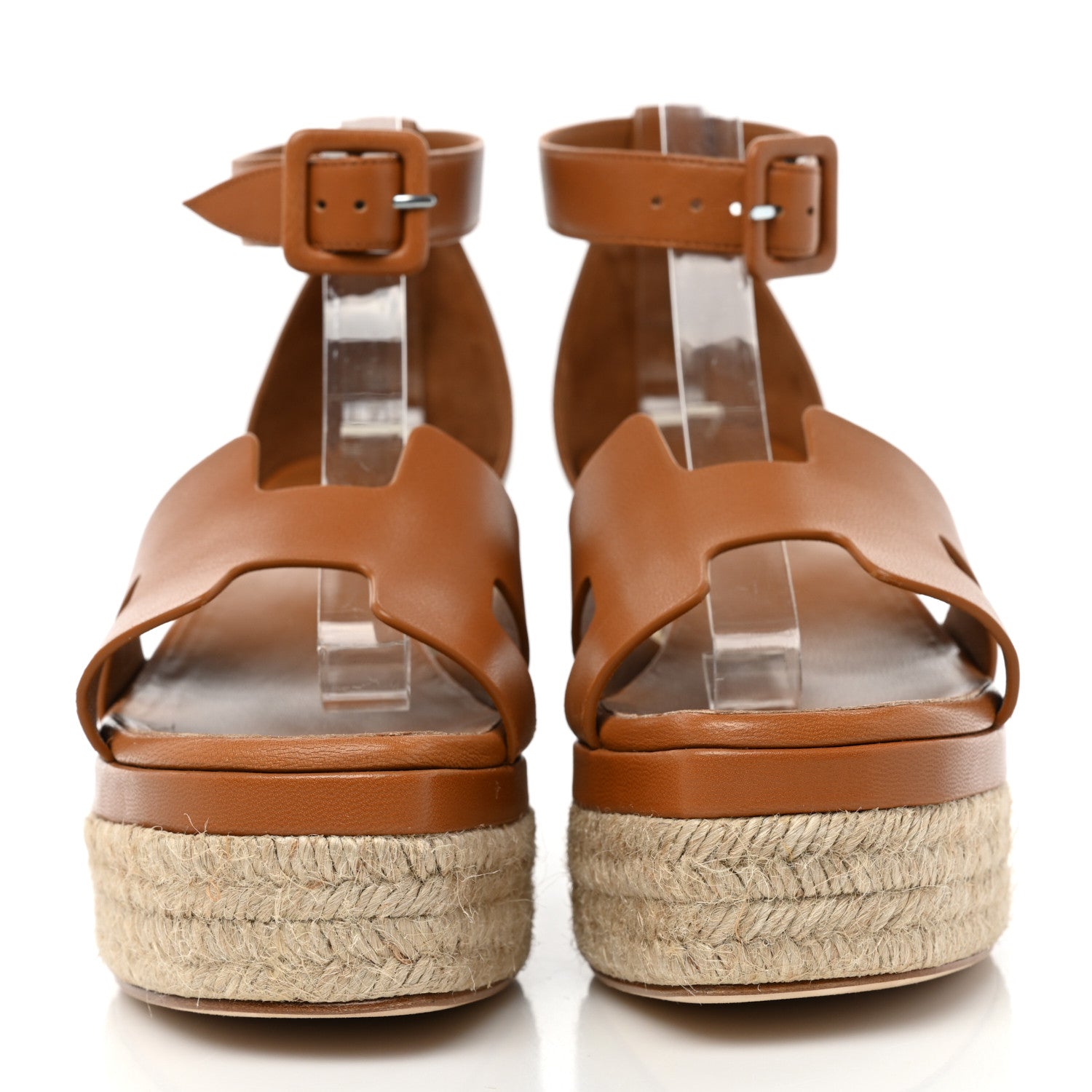 Hermes Goatskin Elda Espadrille Wedge Sandals 37 Natural 2 of 9