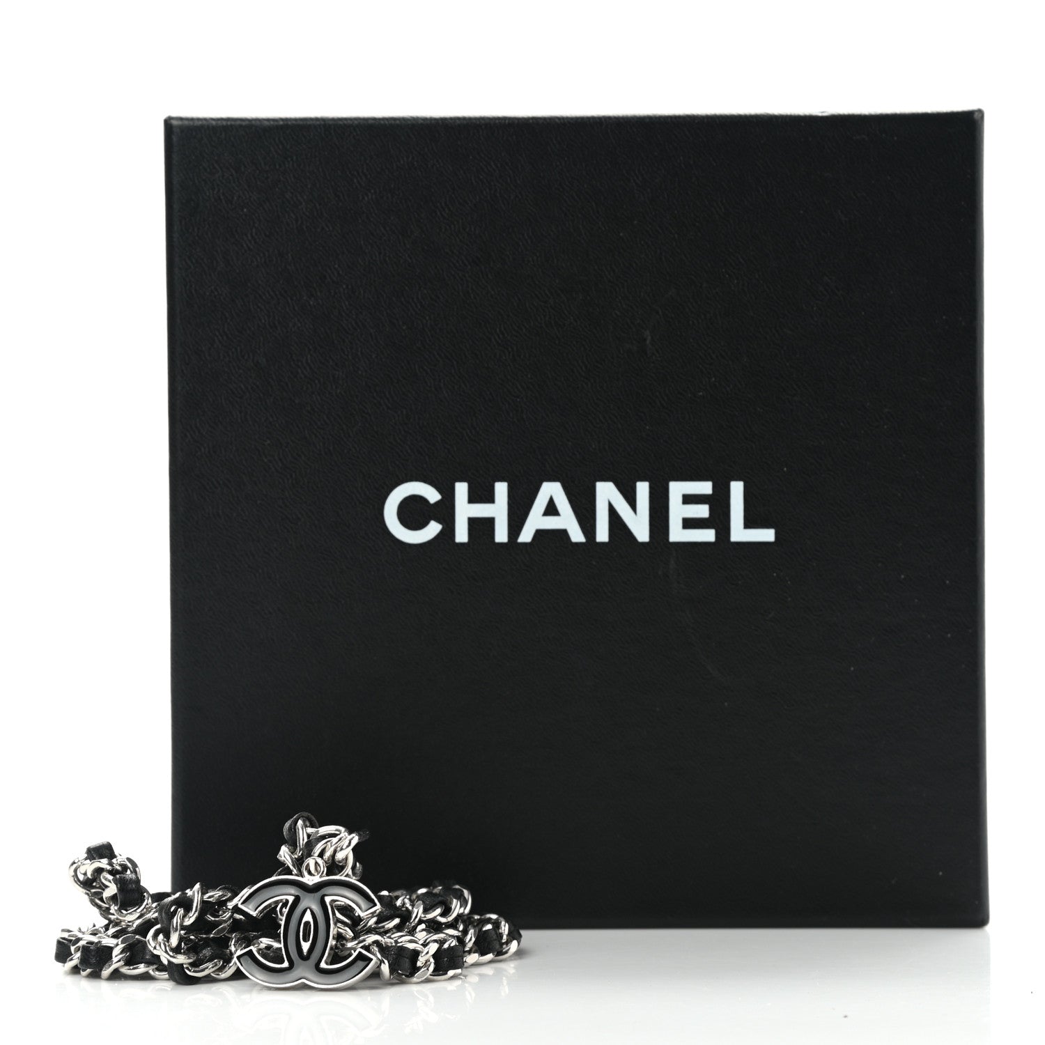 Chanel Lambskin Enamel CC Chain Belt Black Silver 4 of 4