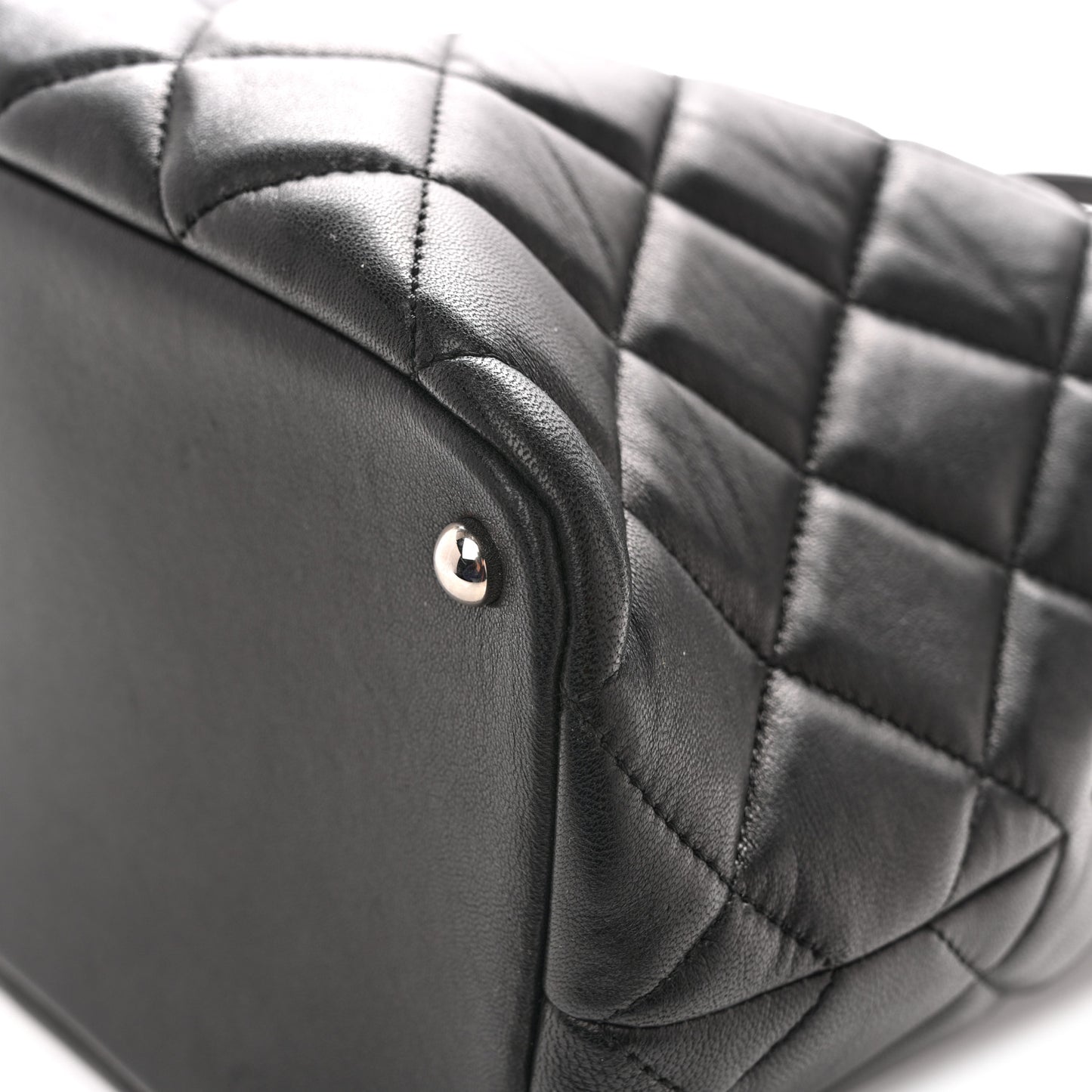 Lambskin Quilted Chic and Soft Shopping Tote Black