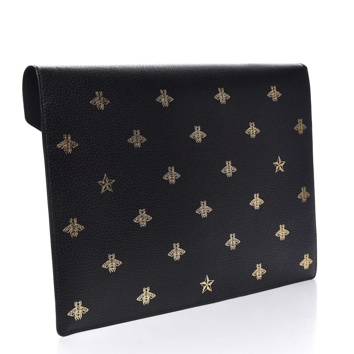Grained Calfskin Bee Star Portfolio Black