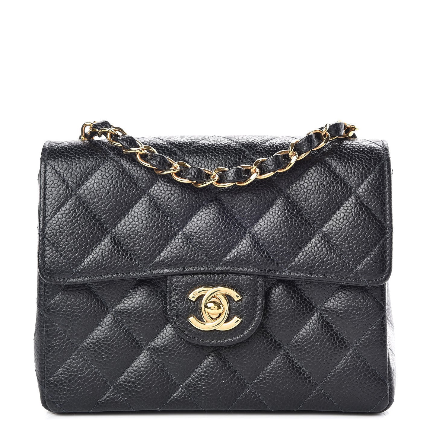 Caviar Quilted Mini Square Flap Black