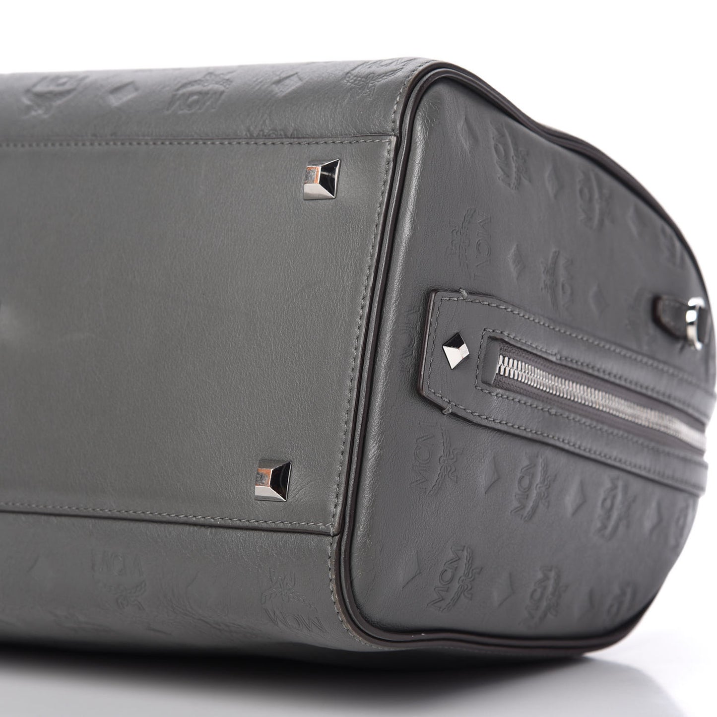 Calfskin Ottomar Monogram Essential Boston Bag Grey