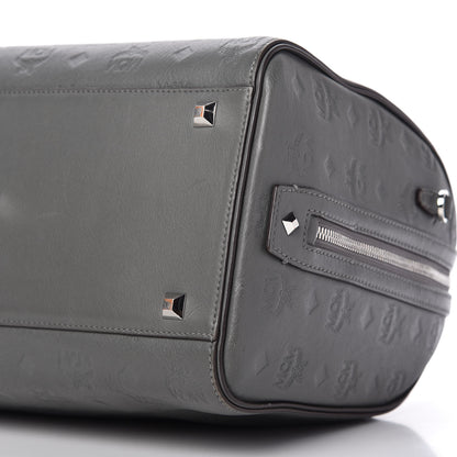 MCM Calfskin Ottomar Monogram Essential Boston Bag Grey 7 of 11