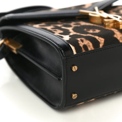 Saint Laurent Canvas Leopard Print Mini Classic Monogram Cassandra Top Handle Black 8 of 9