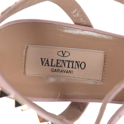 Valentino Garavani Pebbled Calfskin Rockstud Ankle Strap Low Heel Pumps 37.5 Poudre 8 of 12