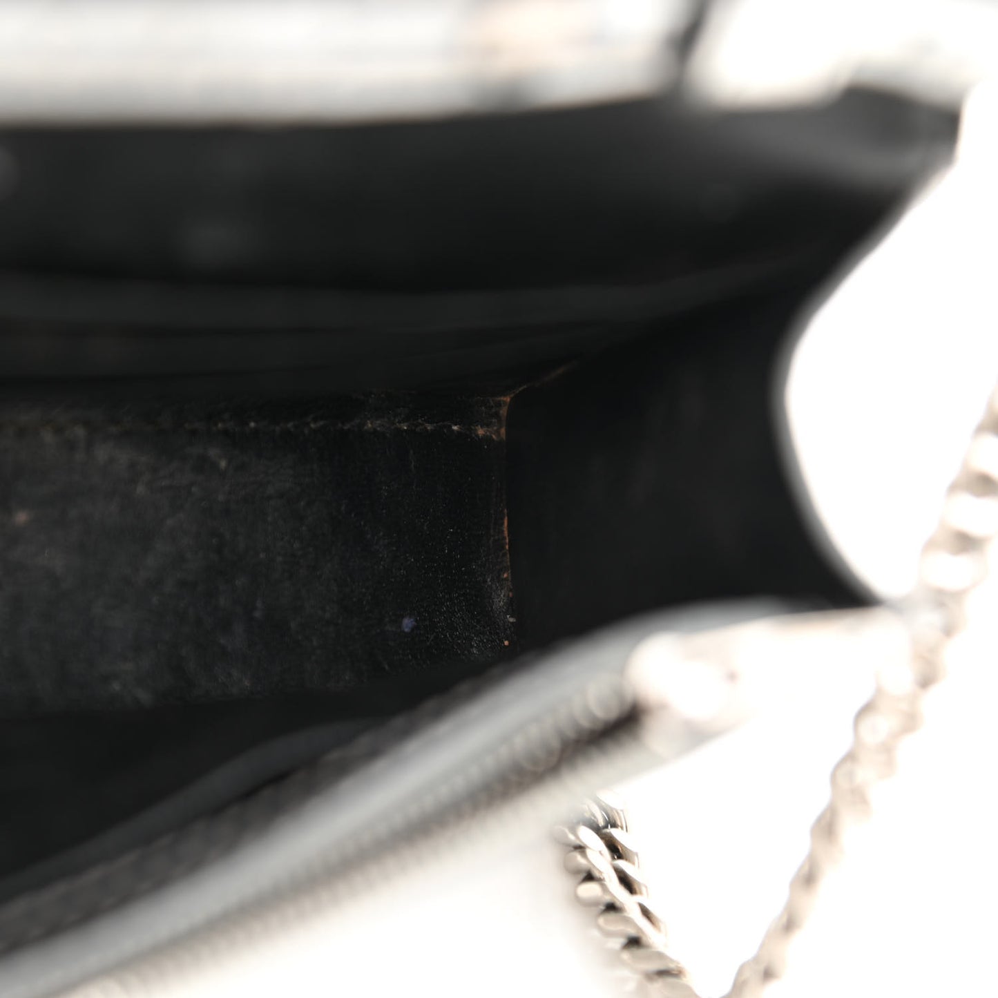 Metallic Calfskin Crocodile Embossed Hourglass Chain Bag Silver