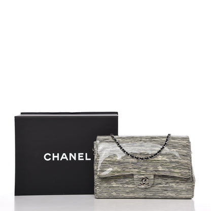 Chanel Patent Calfskin Striped Medium Double Flap Black 11 of 11