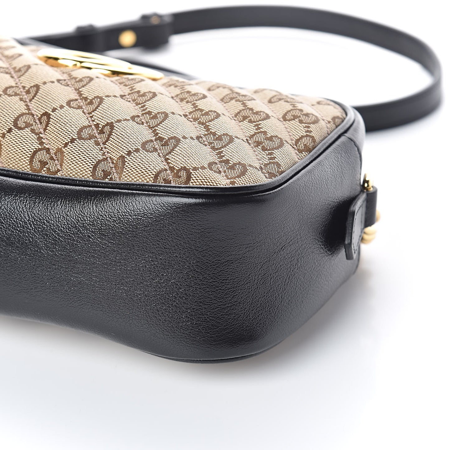 Monogram Matelasse Diagonal Small GG Marmont Chain Shoulder Bag Beige Black