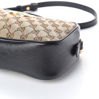 Gucci Monogram Matelasse Diagonal Small GG Marmont Chain Shoulder Bag Beige Black 9 of 9