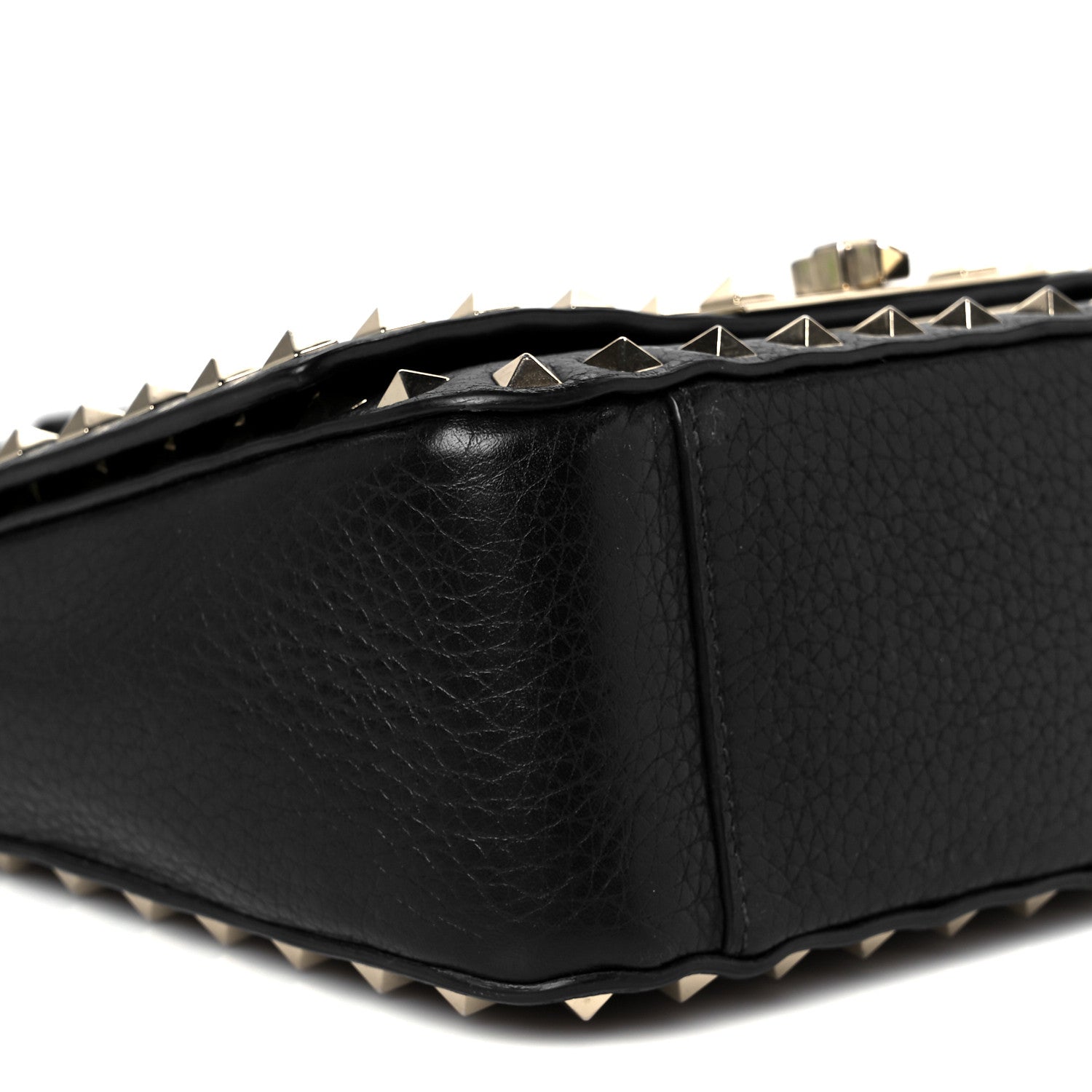 Valentino Garavani Pebbled Calfskin Small Rockstud Crossbody Flap Bag Black 10 of 10