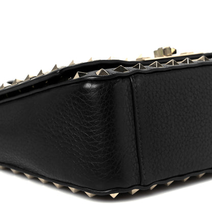 Valentino Garavani Pebbled Calfskin Small Rockstud Crossbody Flap Bag Black 10 of 10
