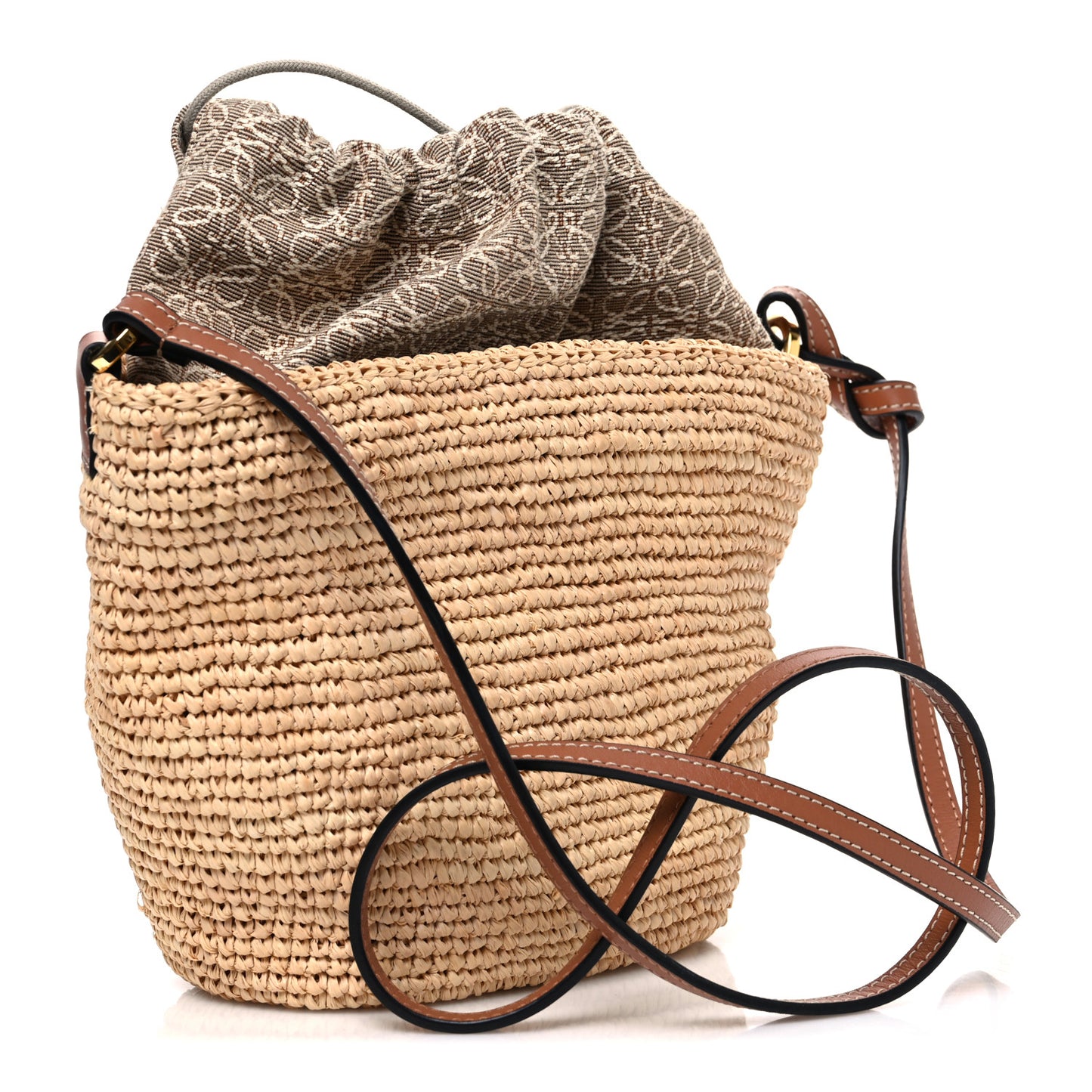 Calfskin Raffia Anagram Paulas Ibiza Pochette Bag Natural Tan