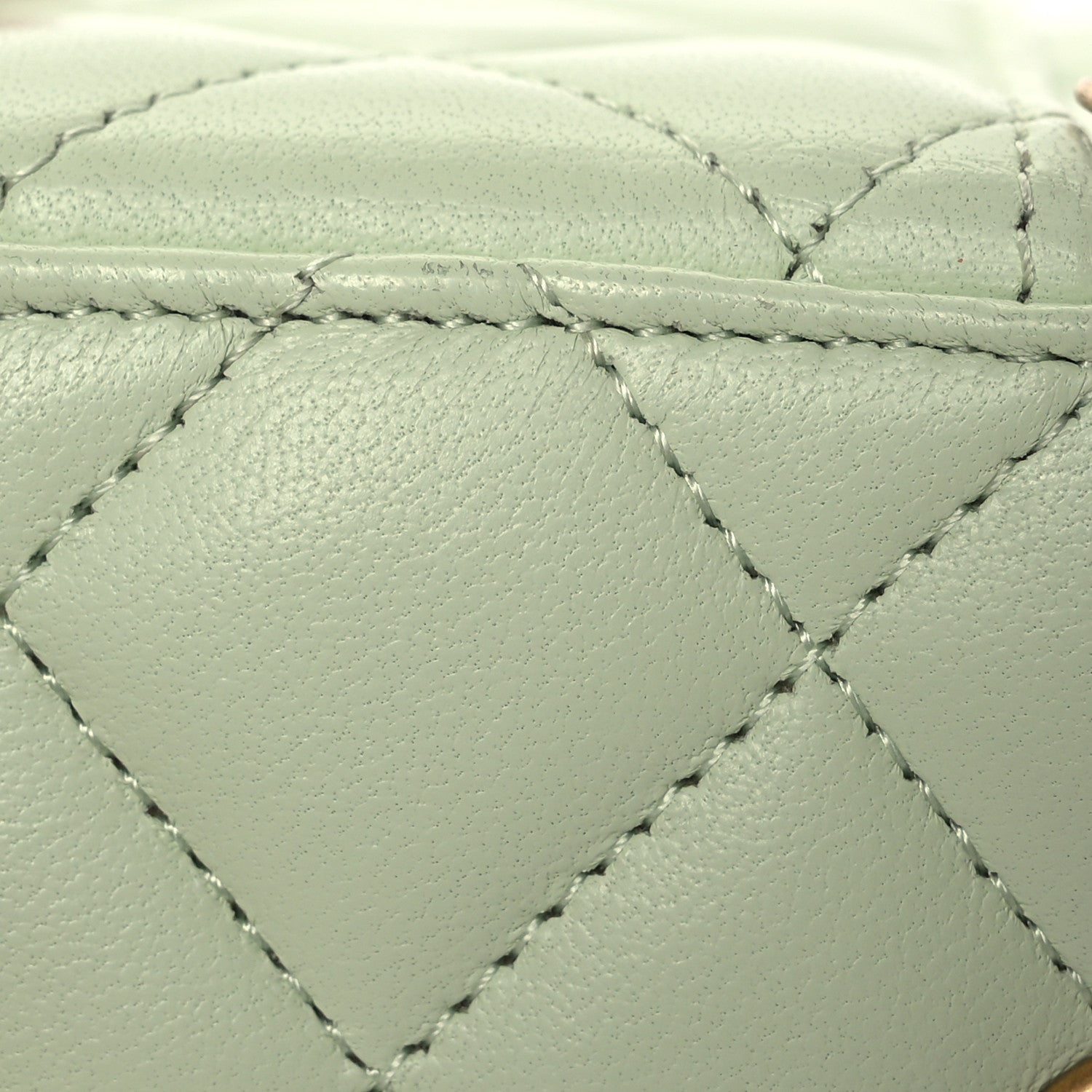 Chanel Lambskin Quilted Pearl Crush Mini Vanity Case With Chain Light Green 15 of 16
