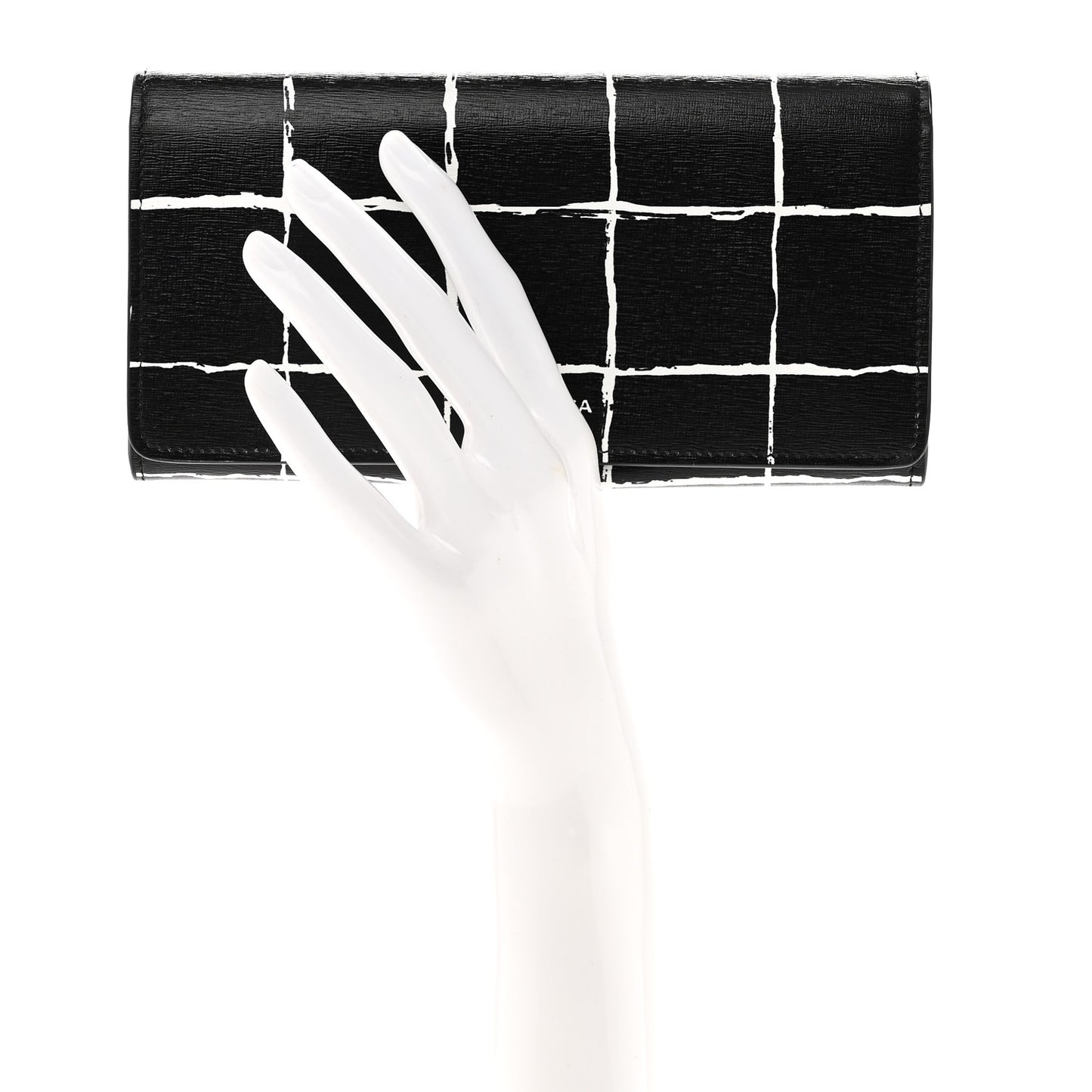 Saffiano Square Check Wallet Black White