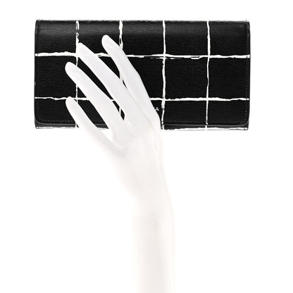 Balenciaga Saffiano Square Check Wallet Black White 2 of 8