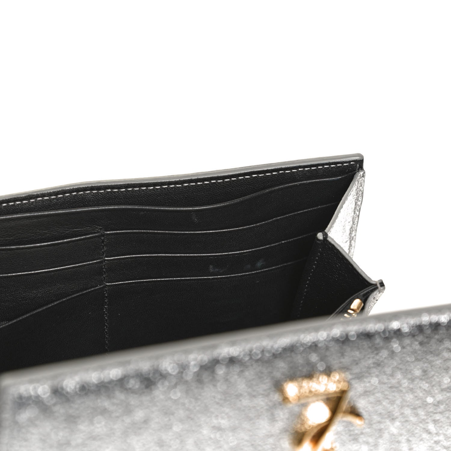 Saint Laurent Metallic Calfskin Classic Monogram Cassandre Wallet Silver 11 of 12